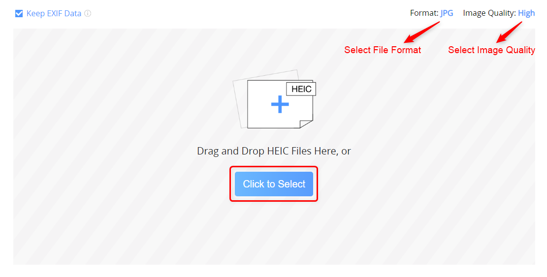 Click to Select Heic Photos you Want to Convert