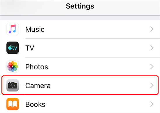 Access the iPhone Camera Settings