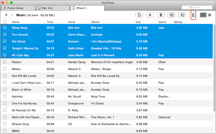 How to Transfer Music from iPhone to iPad/iPad to iPhone – Step 3