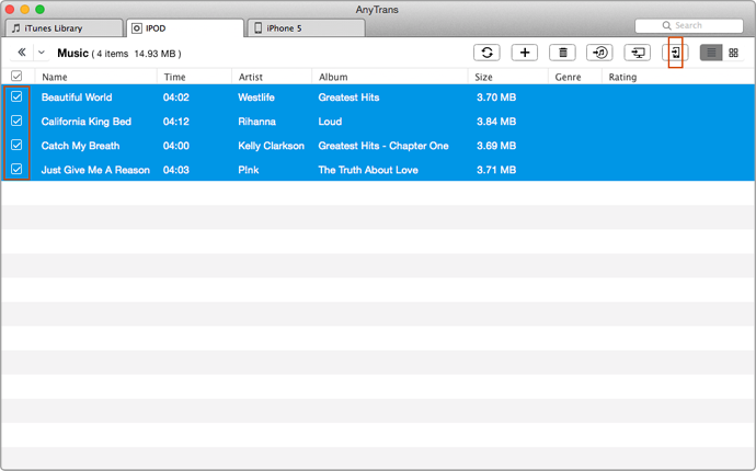 How to transfer music from iPod shuffle to iPhone 5- Step 3