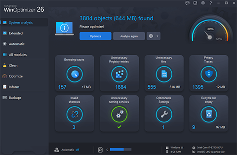 Ashampoo Winoptimizer를 사용하여 Windows 시스템을 최적화하는 방법은 무엇입니까?