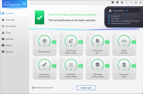 Ashampoo WinOptimizer - Clean, optimize, and protect your PC