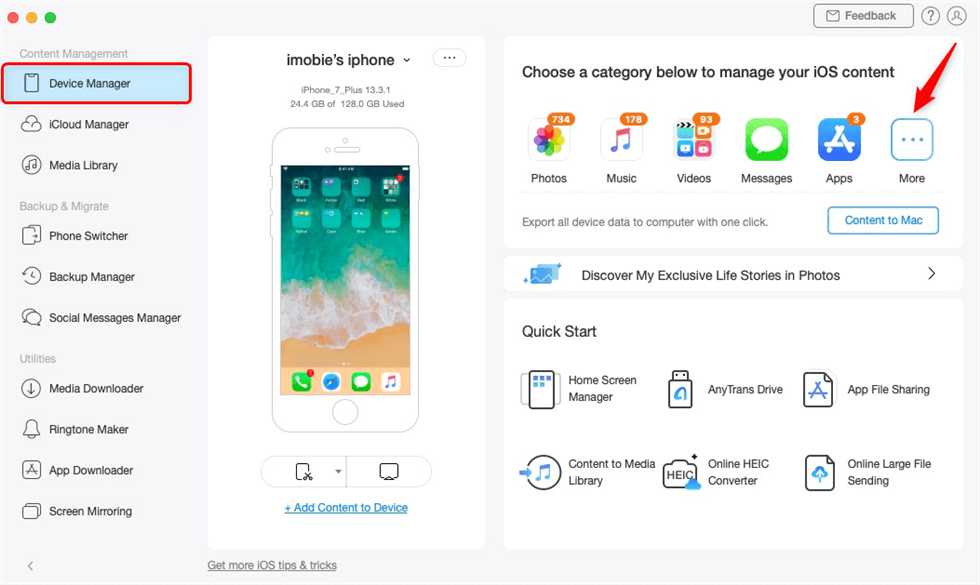 Tap on Device Manager and Choose More