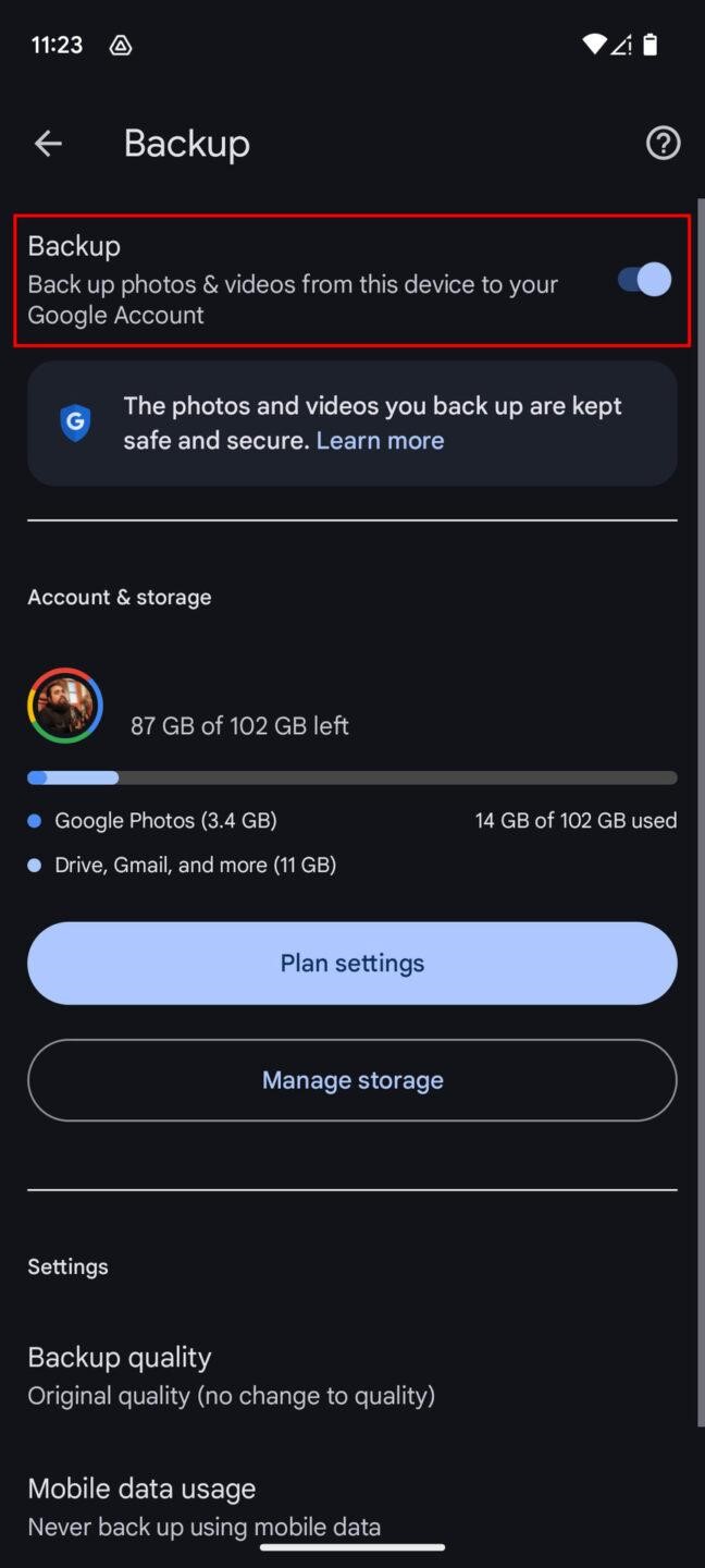 Check Google Photos backup before recovering data from a locked Android phone