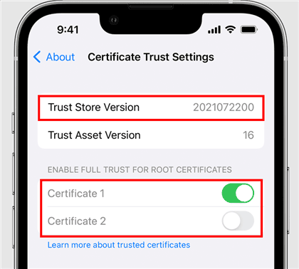 Enable Trust for Root Certificate
