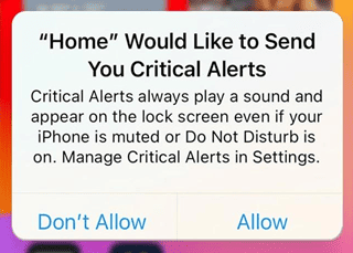 iPhone Home Critical Alerts