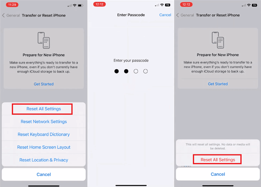 Reset All Settings on iPhone