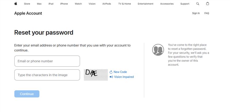 Reset Apple ID on iForgot