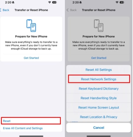 Reset Network Settings