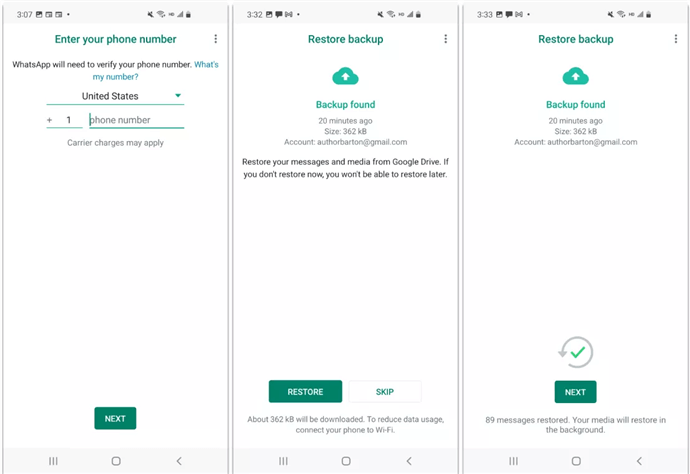 Restore WhatsApp on Android