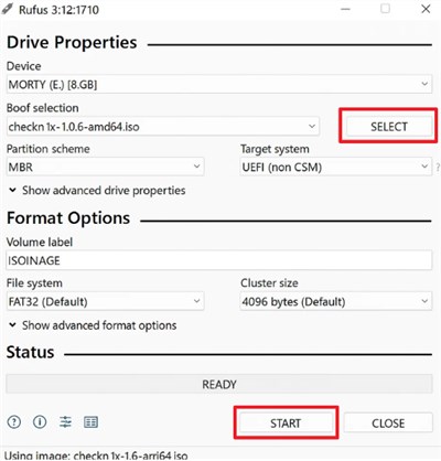 Select Checkn1 ISO File