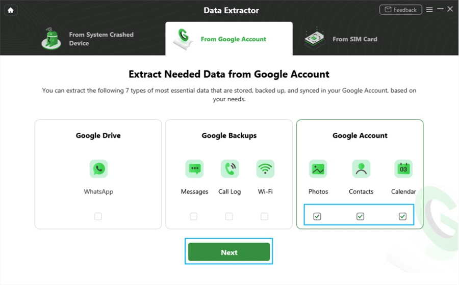 Select Google Account