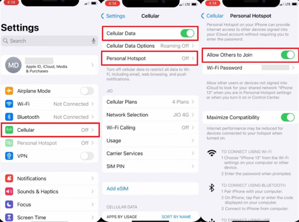 Share WiFi Password iPhone to PC by Personal Hotspot