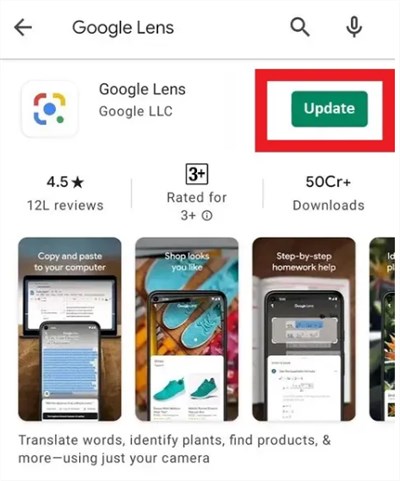 Update Google Lens App