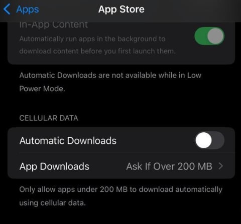 Turn off Automatic Downloads