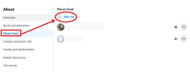 Add City in Places Lived