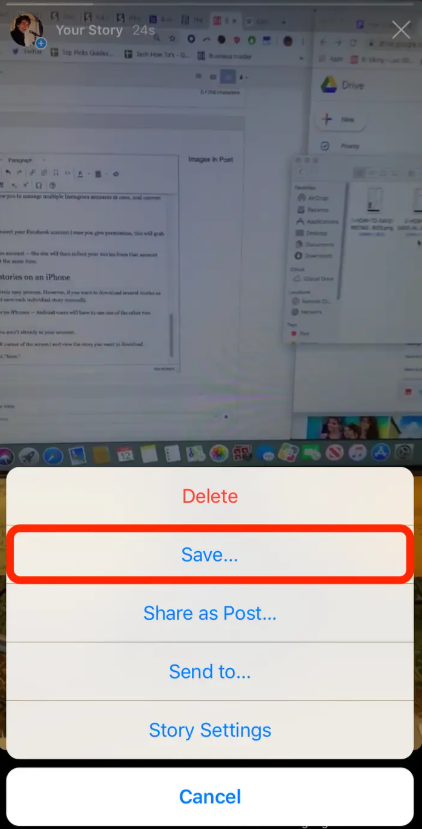 Save Instagram stories