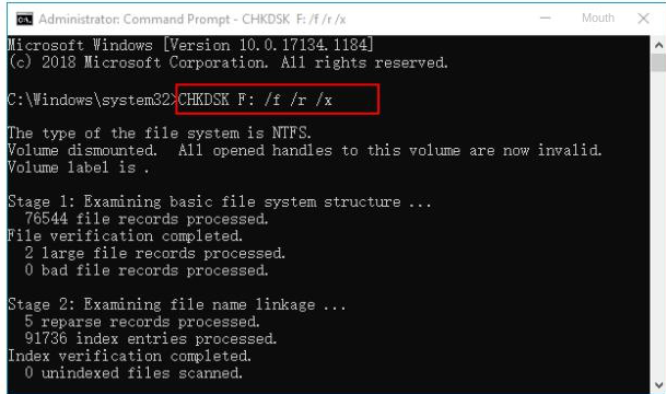 Attempt to Fix the SD Card with CHKDSK
