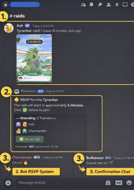 Coodinate a Pokemon Go Raid on Discord