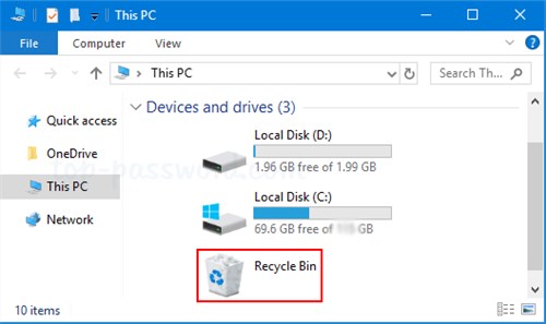 Double-click Recycle Bin