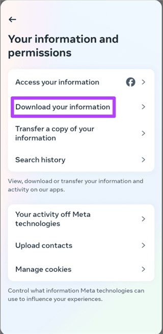 Select Download Your Information