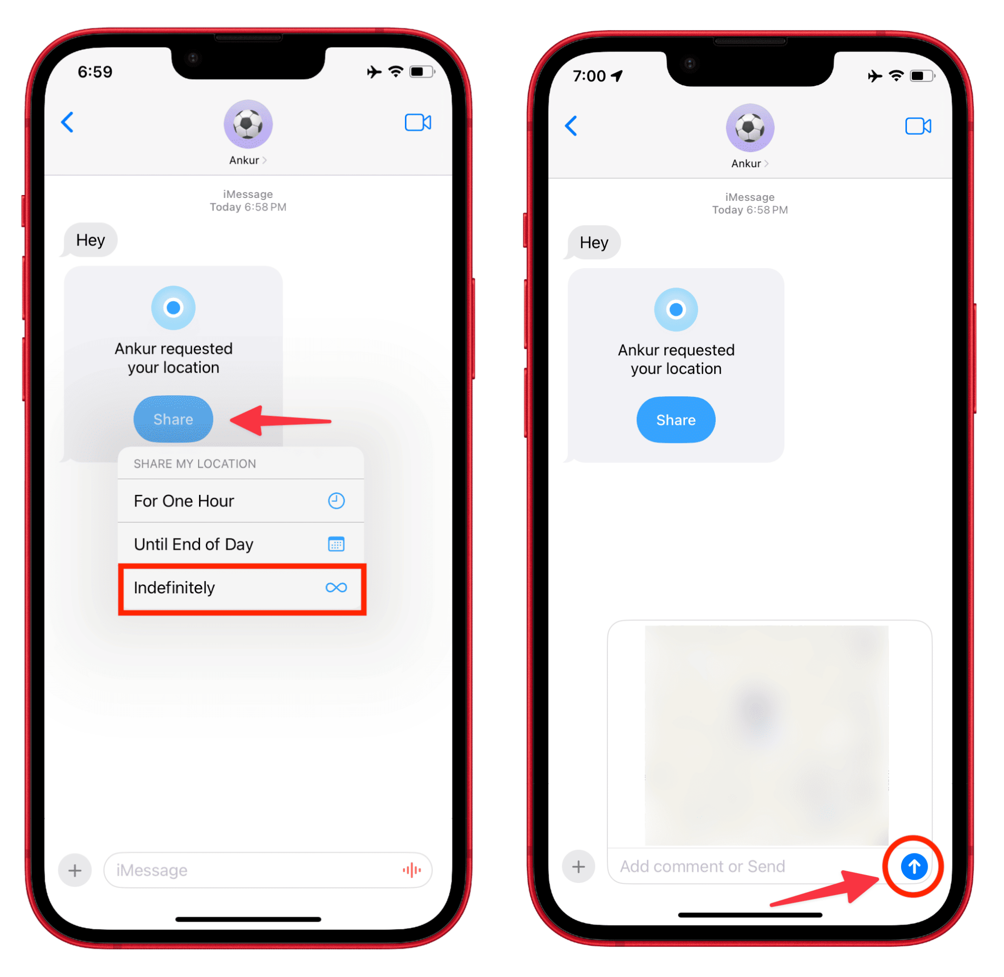 Choose Share for One Hour or Share Until End of Day