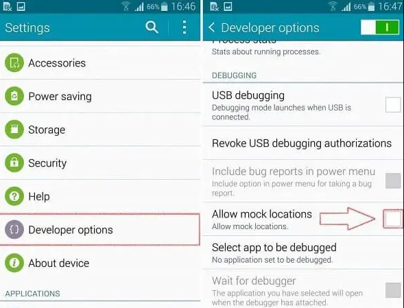 Enable the "Allow Mock Locations" Feature