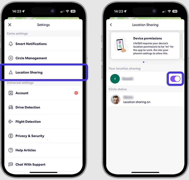  Disable Circle’s location sharing