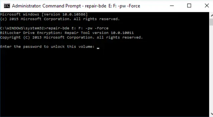 BitLocker Encrypted Drive Recovery with Command Prompt