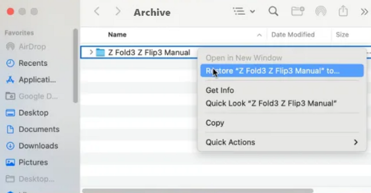 Click the "Restore" button
