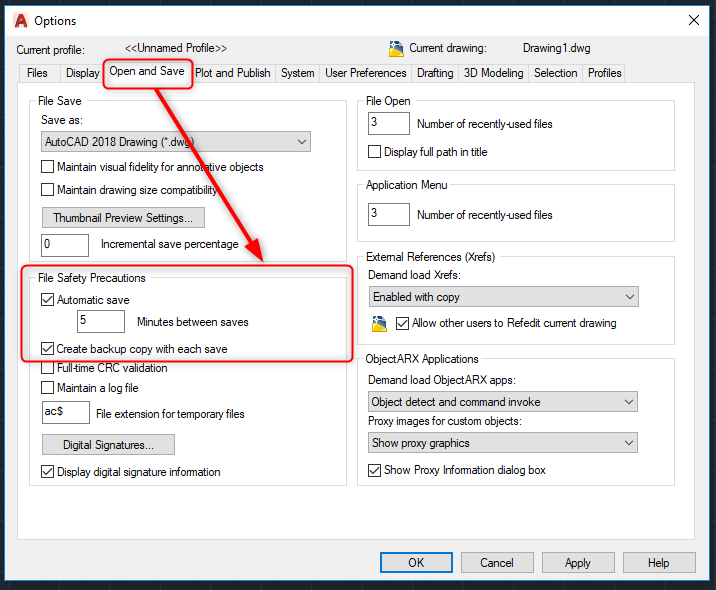 Automatically save AutoCAD files