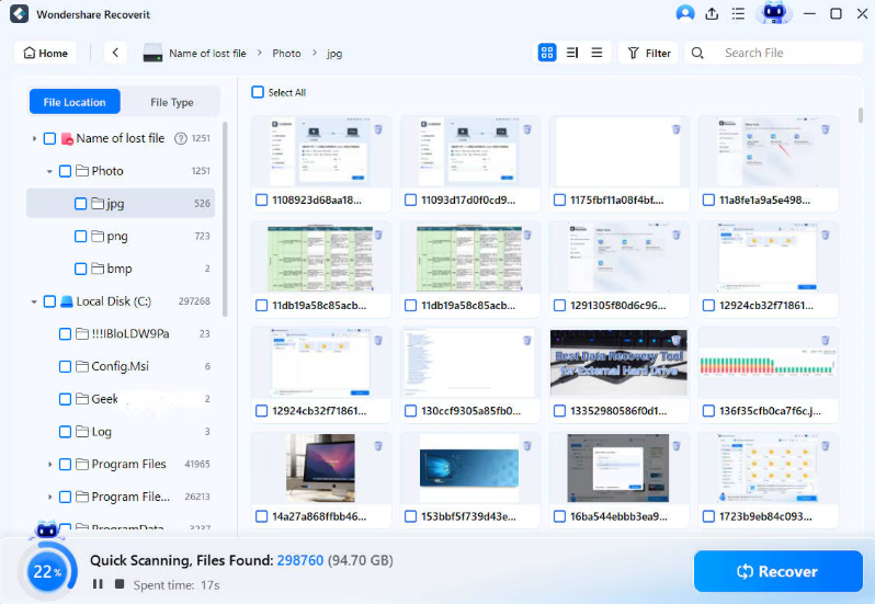 Select the Location to Scan