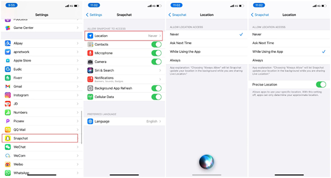 Enable Snapchat location permission