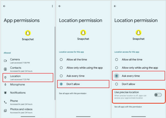 Enable Snapchat location permission
