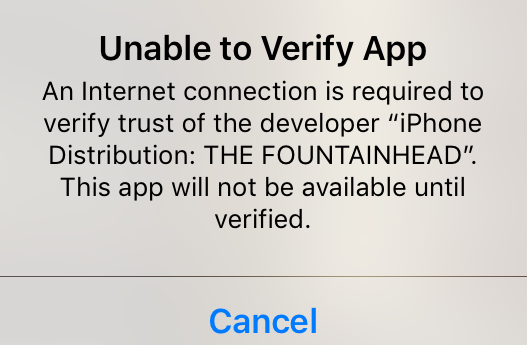 Unable to Verify App