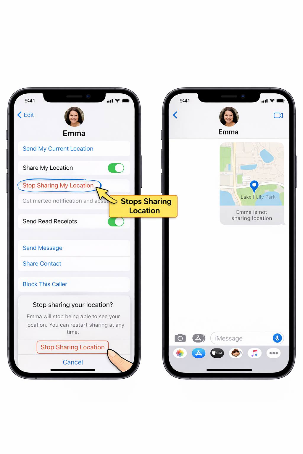Stop sharing location through iMessage