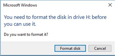 Windows Disk Format Popup