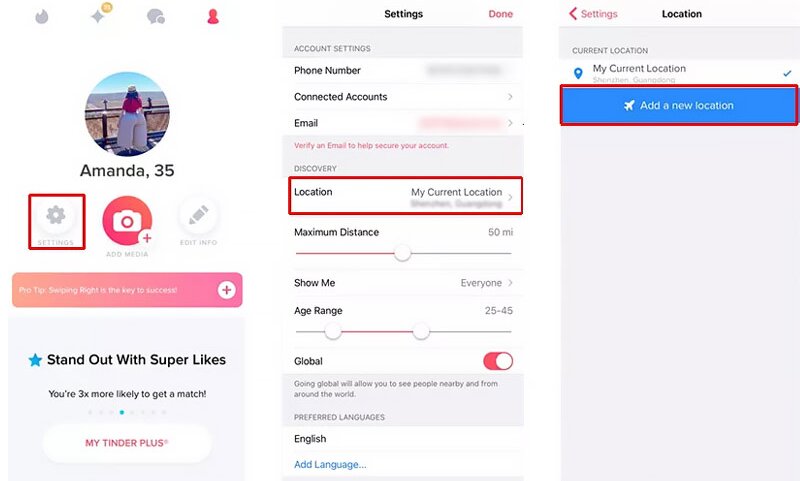 Add a New Location Tinder