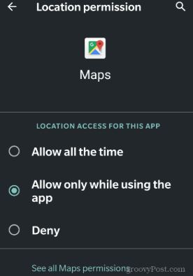 Allow only while using the app