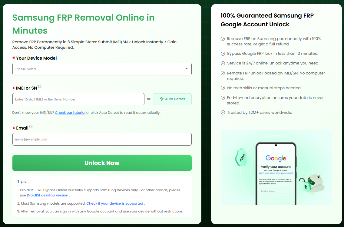 Android FRP bypass online tool
