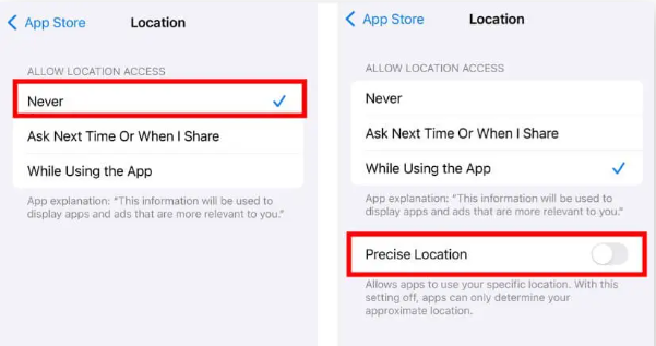 Turn off Precise Location