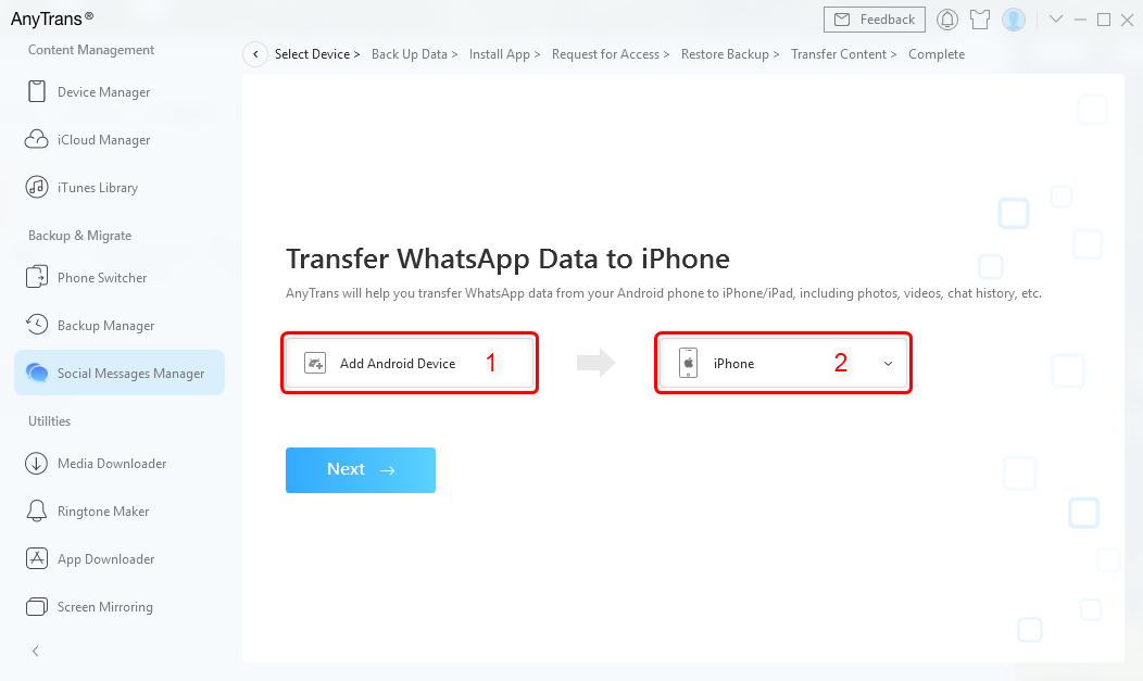Confirm the Source Phone and the Target iPhone