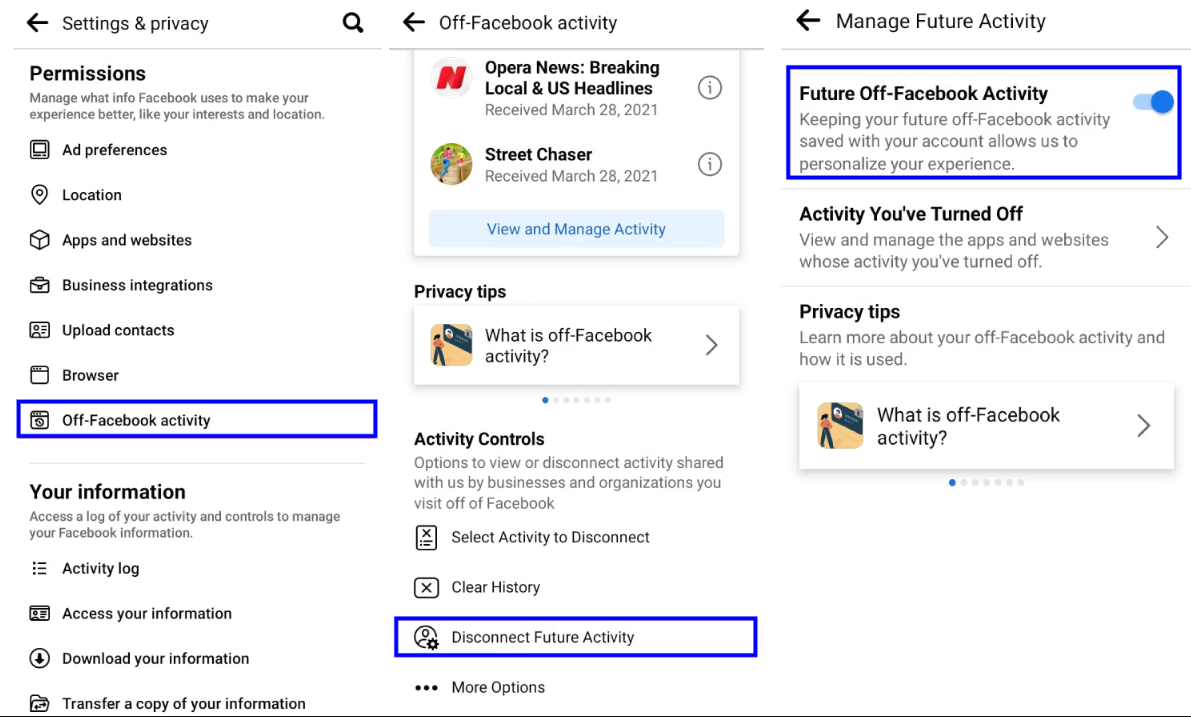 Manage Off-Facebook Activity