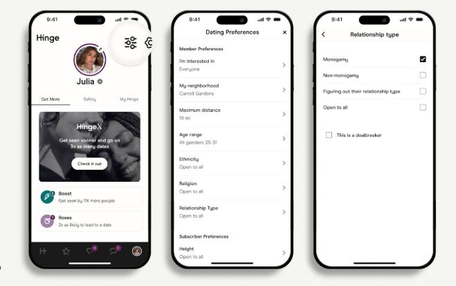 hinge Tap Preferences