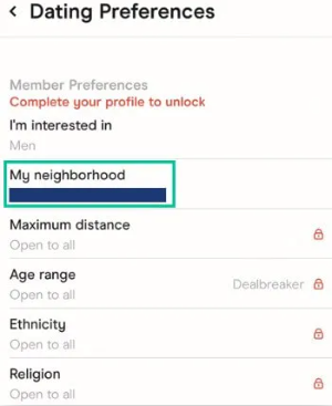 Adjust “My Neighborhood”