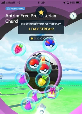 Spinning a Pokéstop rewards