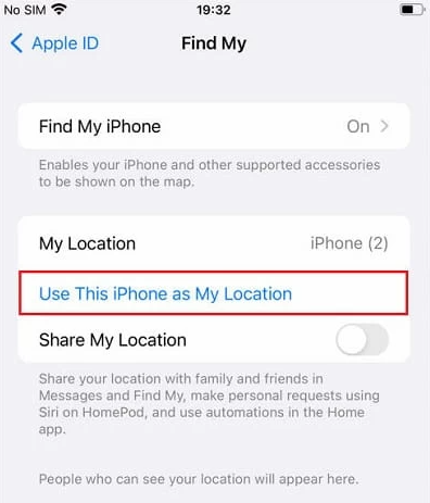Use This iPhone as My Location