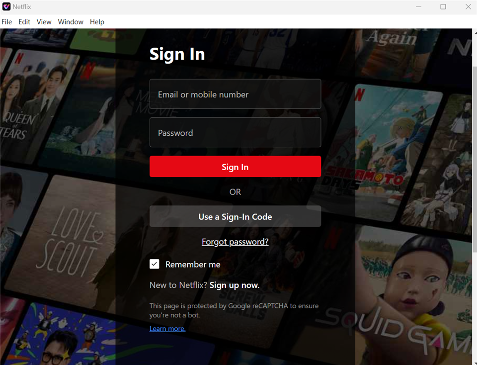 Log in to Netflix