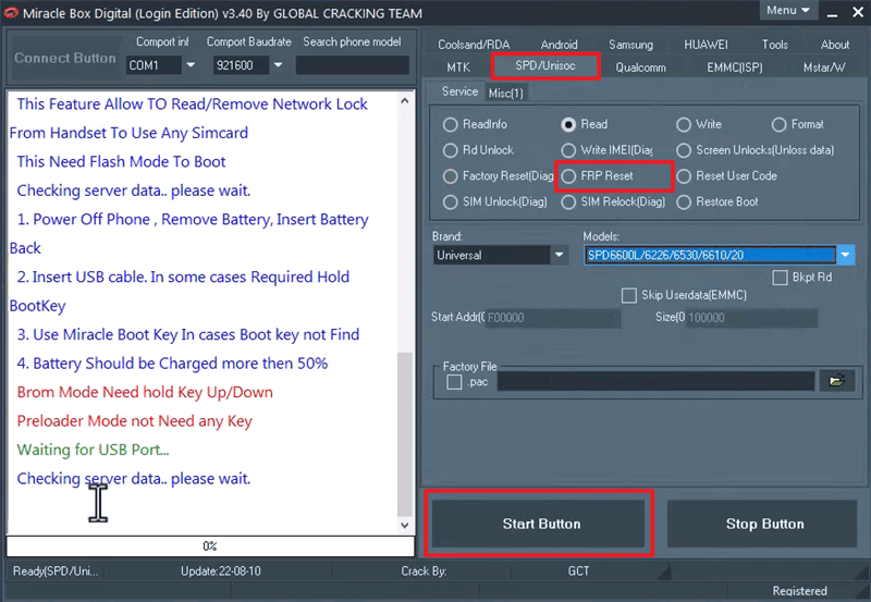 Reset FRP in Miracle Thunder