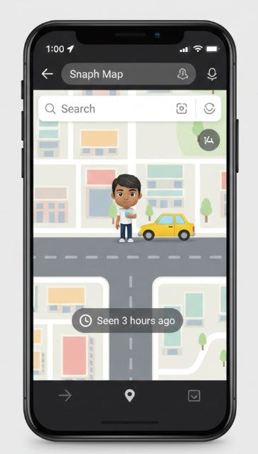 What a friend sees when your Snapchat location is frozen